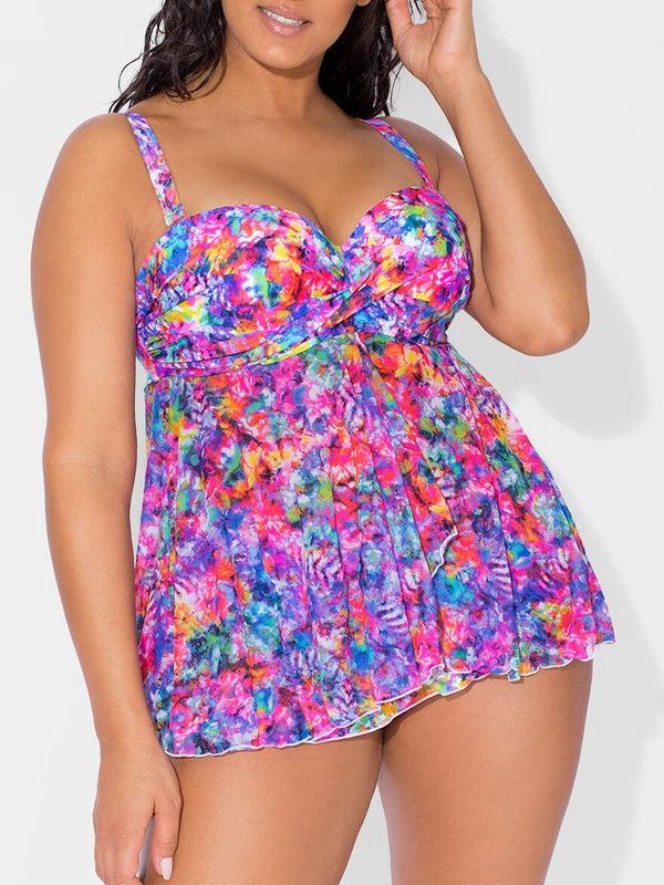 smart & sexy Twist Bandeau Tankini Top | Auroral Fantasy W/ Mesh