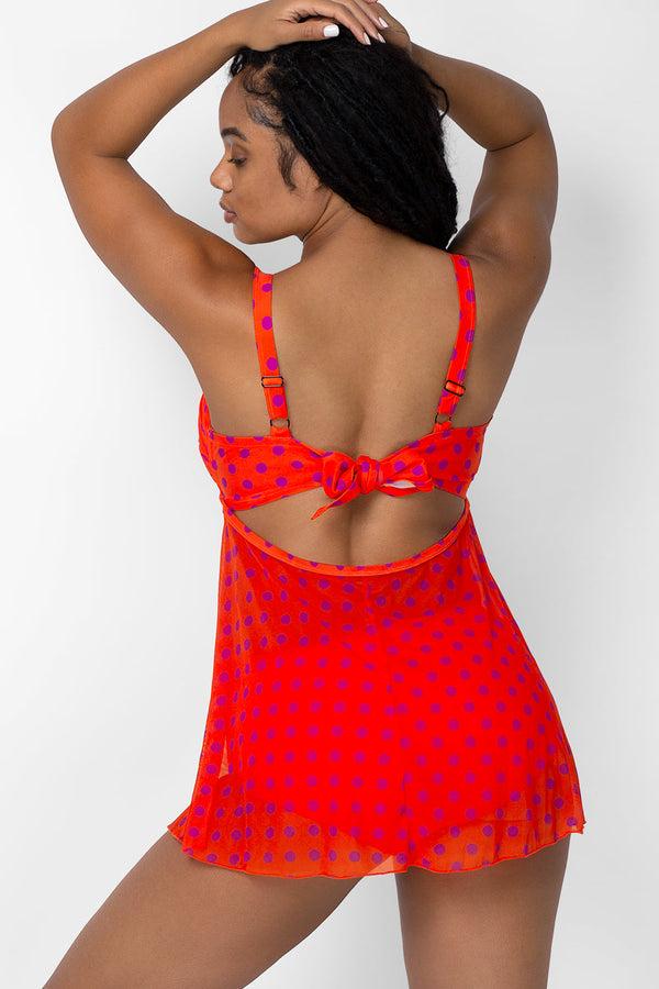 Smart & Sexy Twist Bandeau Tankini Top | Bright Polka Dot Print