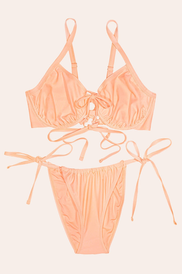 Smart & Sexy Underwire Bikini Top And String Bikini Set | Peach Gelato