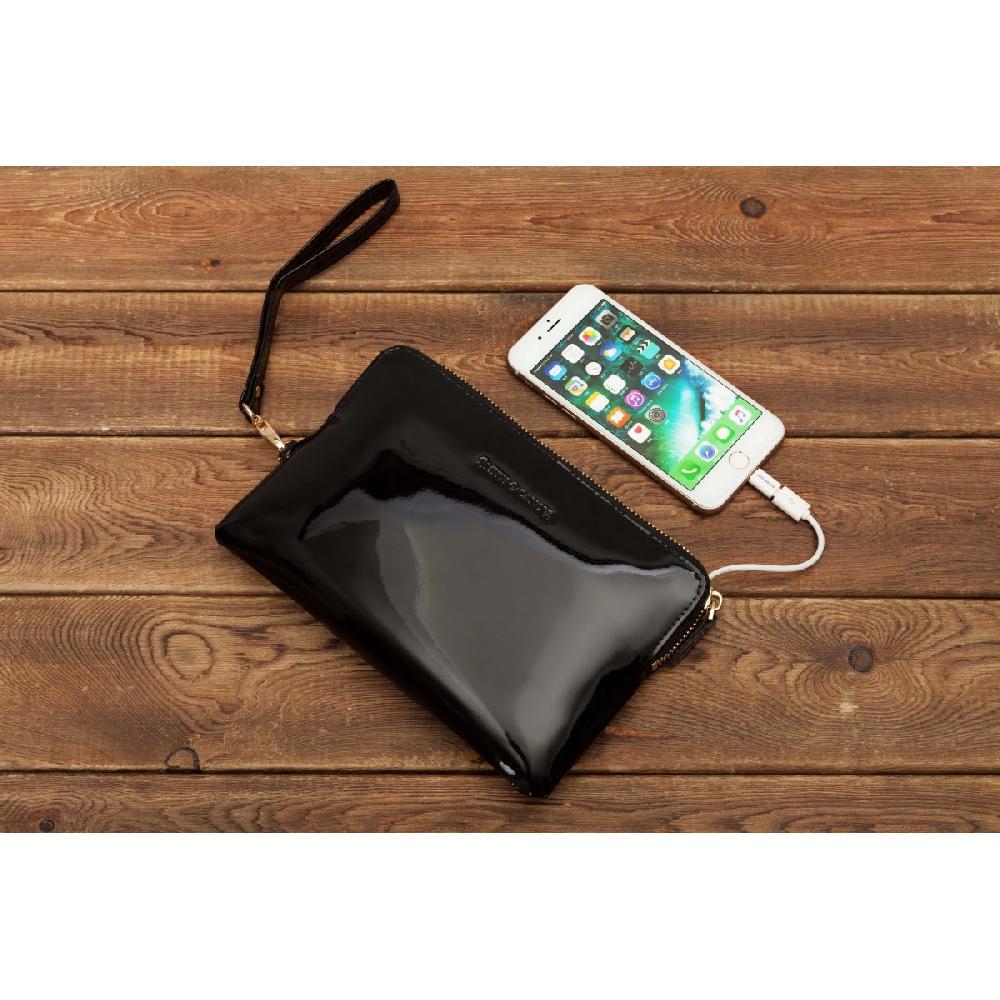 Smith & Canova Power Purse Leather Usb Charging Clutch / Purse