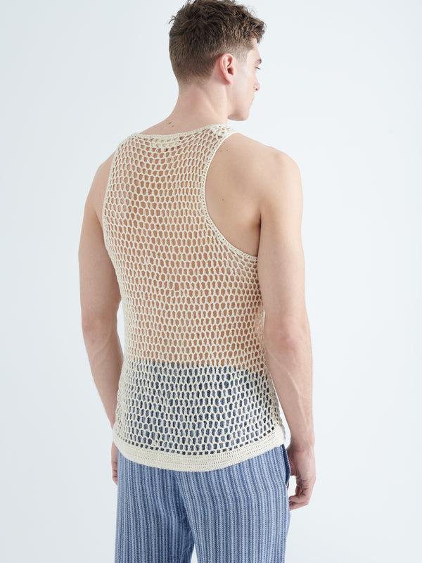 Smr Days Crochet Knitted Cotton Tank Top In Off White
