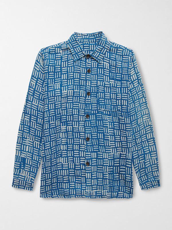Smr Days Enamorados Organic Cotton Shirt In Blue Block Print