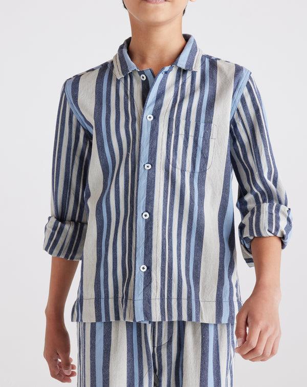 smr days Kids Enamorados Cotton Shirt in Blue Stripes