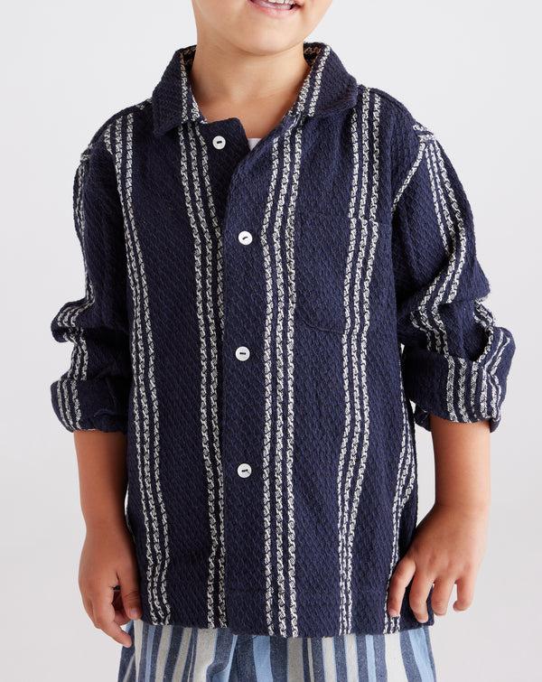smr days Kids Enamorados Cotton Waffle Shirt in Navy and White