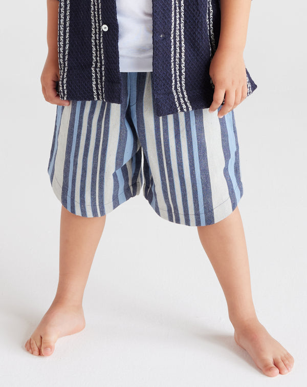 smr days Kids Es Cubells Cotton Shorts in Blue Stripes