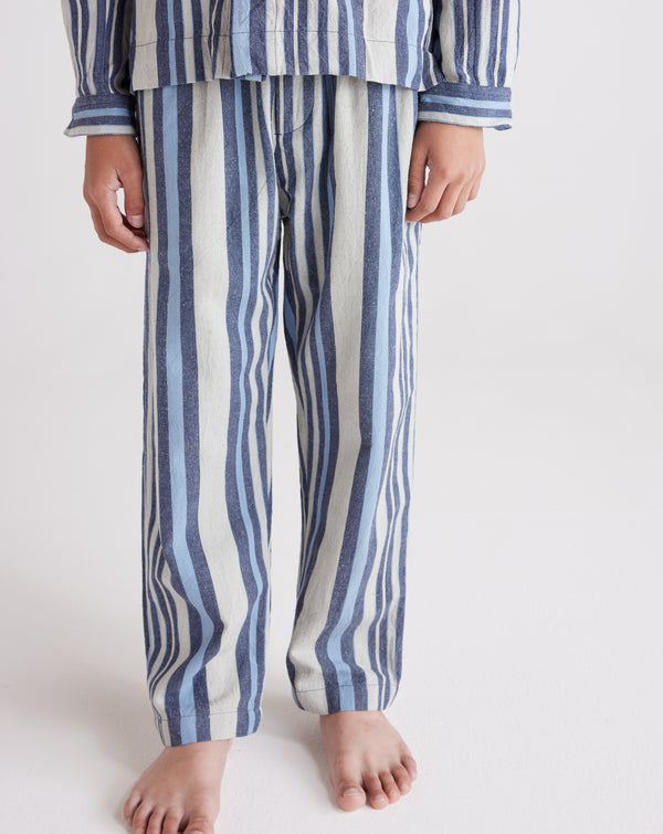 smr days Kids Malibu Cotton Trousers in Blue Stripes