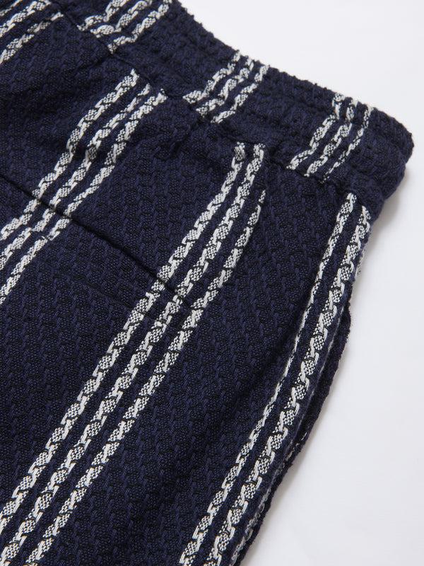 Smr Days Malibu Cotton Waffle Trousers In Navy And White