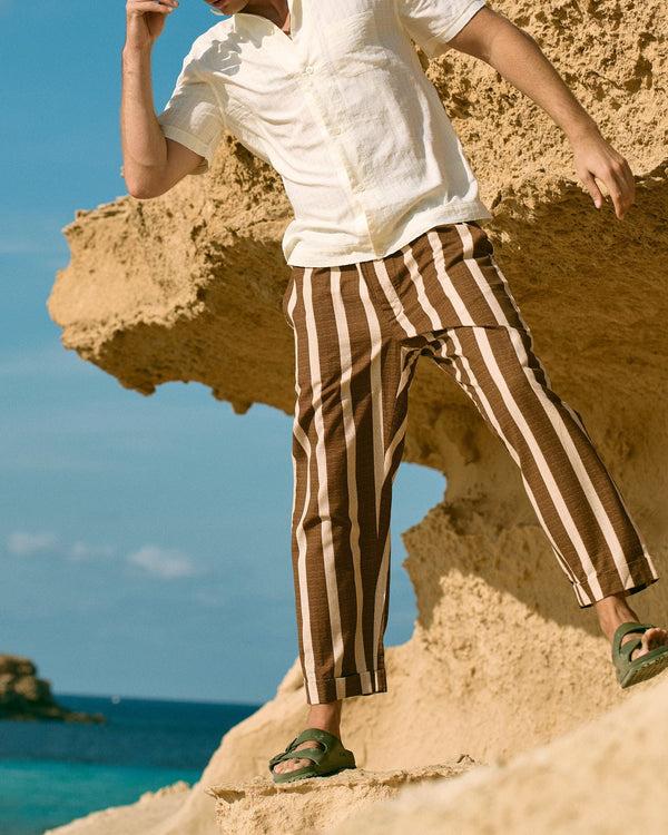 smr days Malibu Organic Cotton Trousers in Brown Butter Stripe