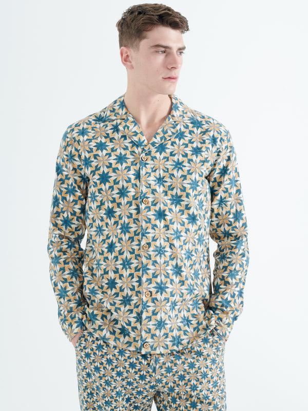 Smr Days Paloma Organic Cotton Shirt In Yellow And Green Block Print