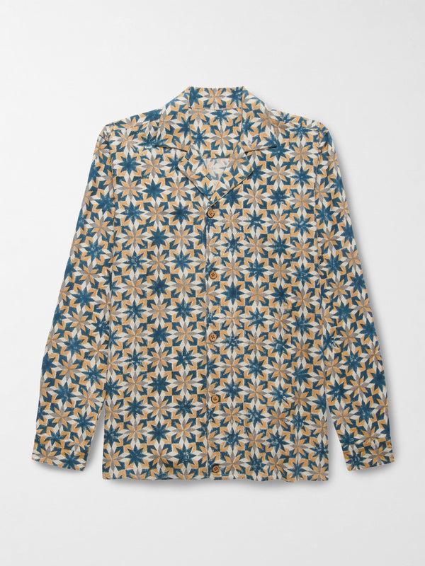 Smr Days Paloma Organic Cotton Shirt In Yellow And Green Block Print