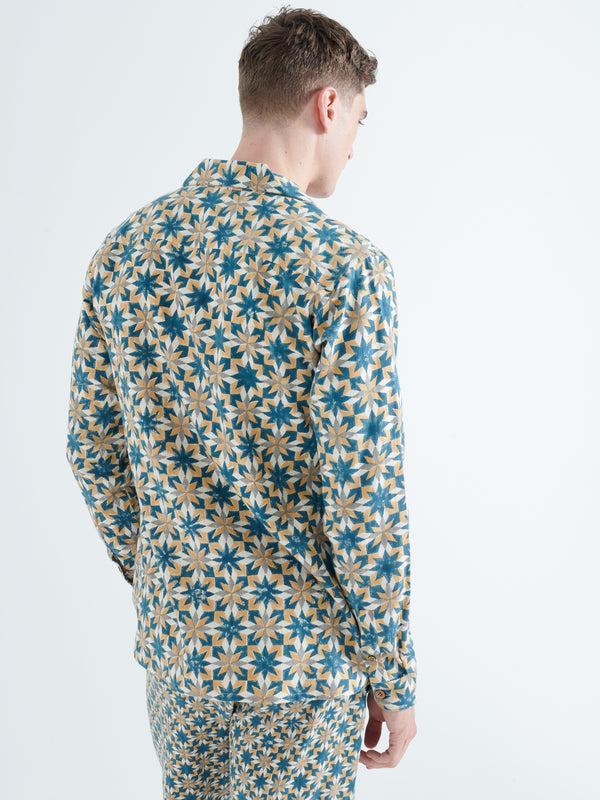 Smr Days Paloma Organic Cotton Shirt In Yellow And Green Block Print