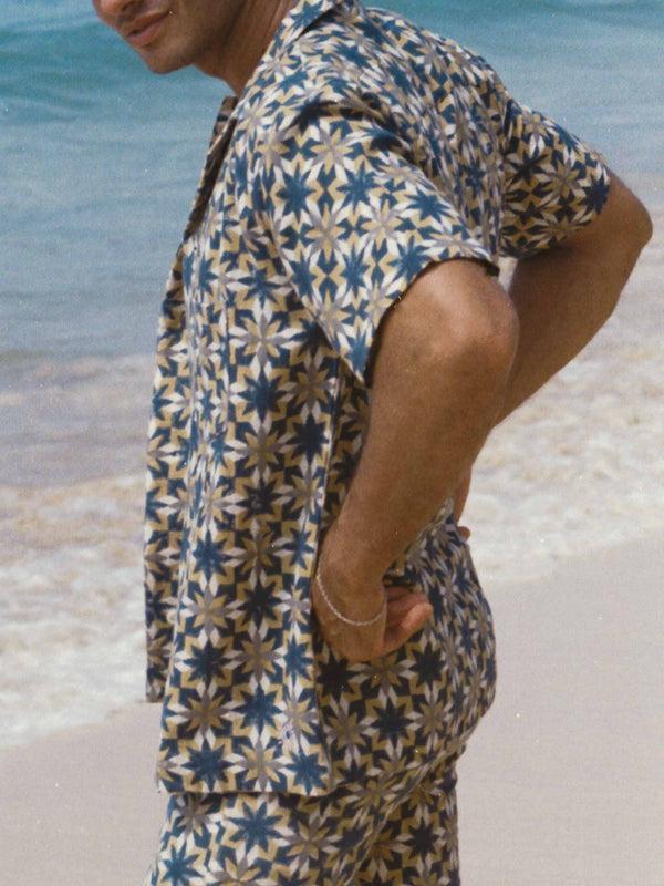 smr days Paraiso Organic Cotton Shirt in Yellow and Green