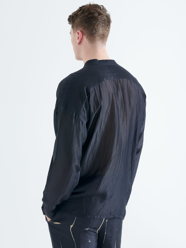 Smr Days Cavalet Silk Shirt In Black And Sand