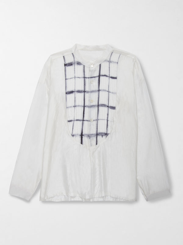 Smr Days Cavalet Silk Shirt In White And Black Bib