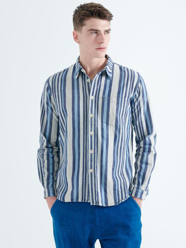 Smr Days Enamorados Cotton Shirt In Blue Stripes