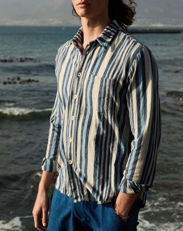 smr days Enamorados Cotton Shirt in Blue Stripes