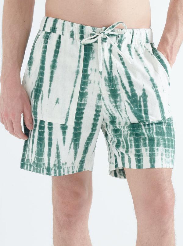Smr Days Es Cubells Cotton Shorts In Green Tie-Dye