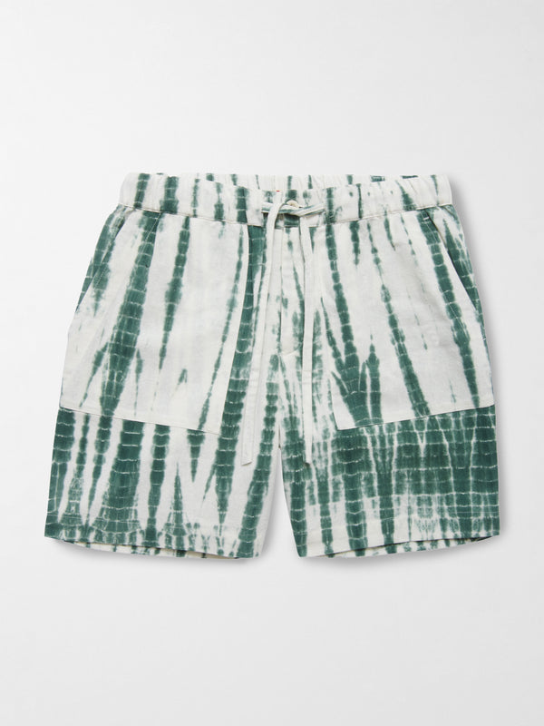 Smr Days Es Cubells Cotton Shorts In Green Tie-Dye
