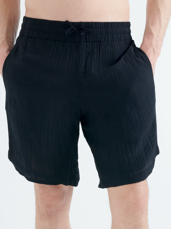 Smr Days Hiri Cotton-Silk Shorts In Black