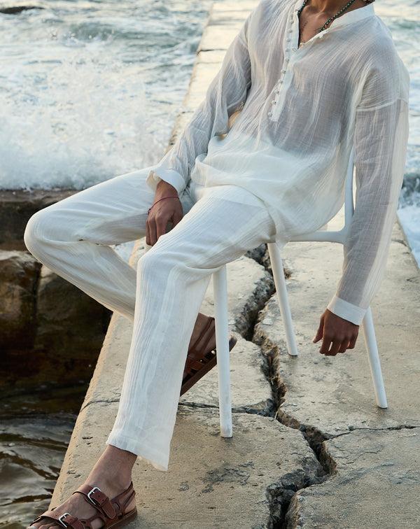 smr days Malibu Cotton Silk Trousers in White