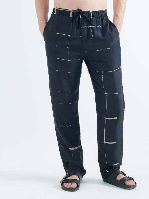 Smr Days Malibu Silk Trousers In Black And Sand