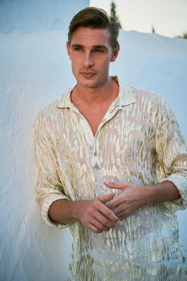 Smr Days Ornos Relaxed Fit Shirt In Lurex Gold