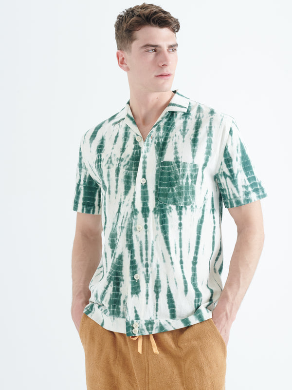 Smr Days Paraiso Cotton Shirt In Green Tie-Dye