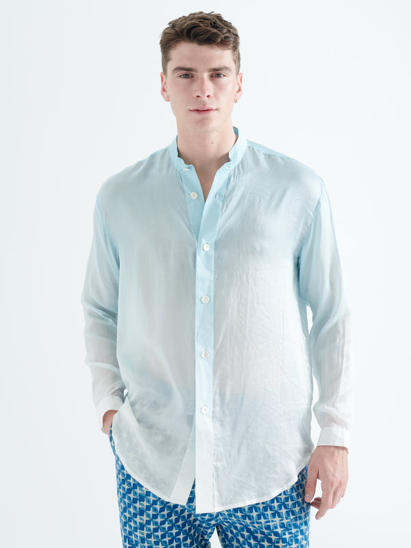Smr Days Tulum Silk Shirt In Blue Ombre