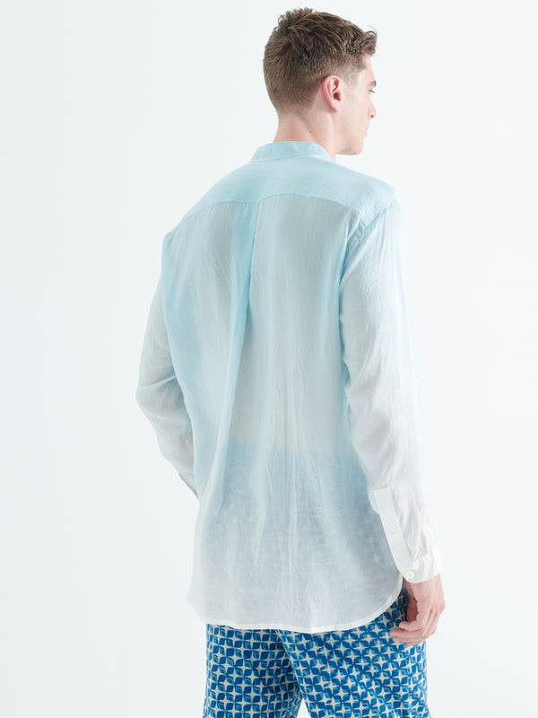Smr Days Tulum Silk Shirt In Blue Ombre