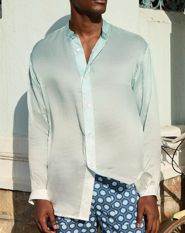 smr days Tulum Silk Shirt in Blue Ombre