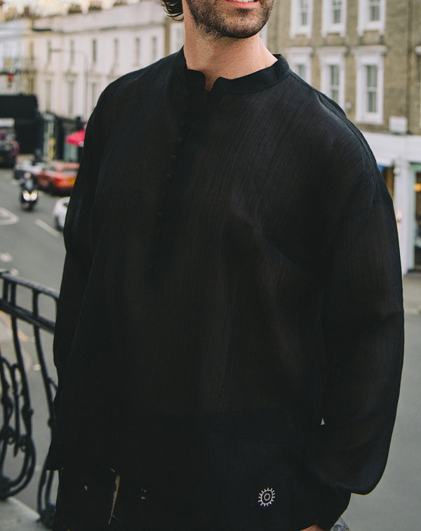 smr days Yves Cotton Silk Shirt in Black