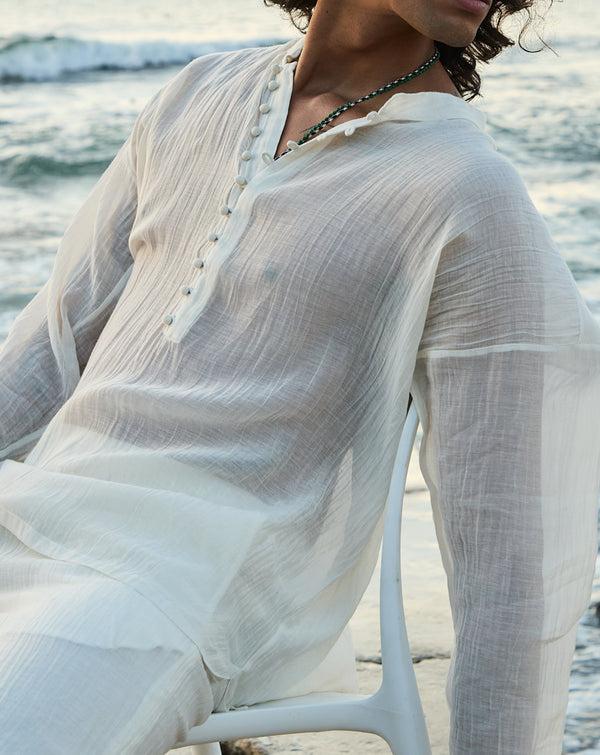 smr days Yves Cotton Silk Shirt in White