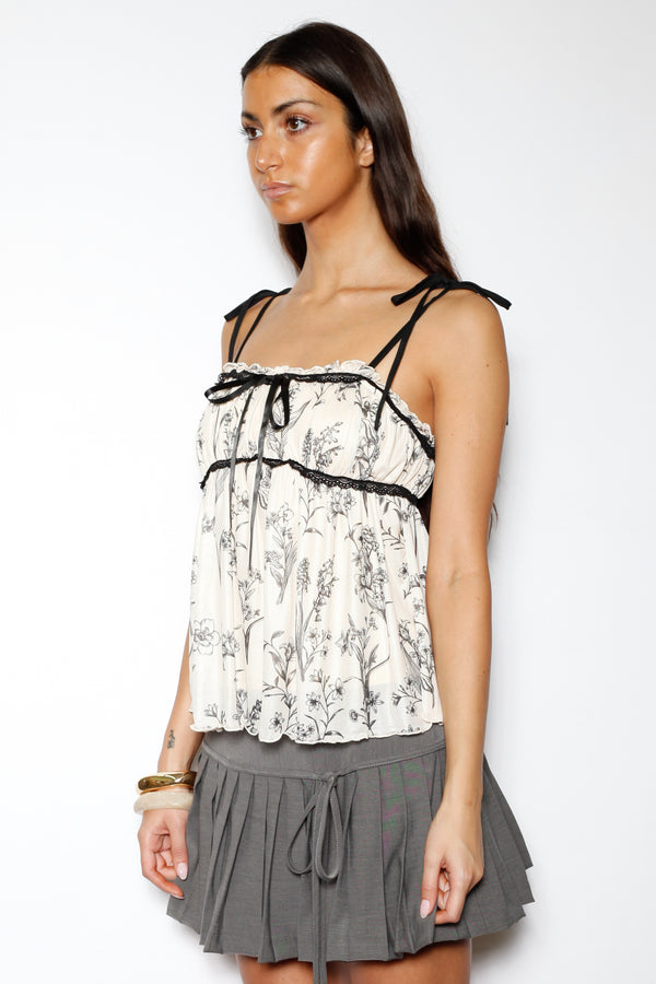 Snow Xue Gao Cotton Floral Printed Mesh Baby Doll Top