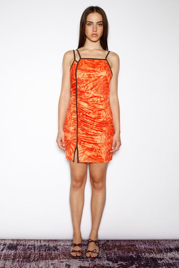 Snow Xue Gao Cotton Jersey Orange Printed Short Dress