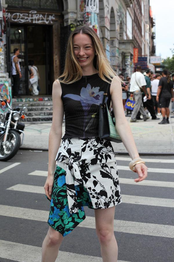 Snow Xue Gao Cotton Printed Asymmetrical Mini Skirt