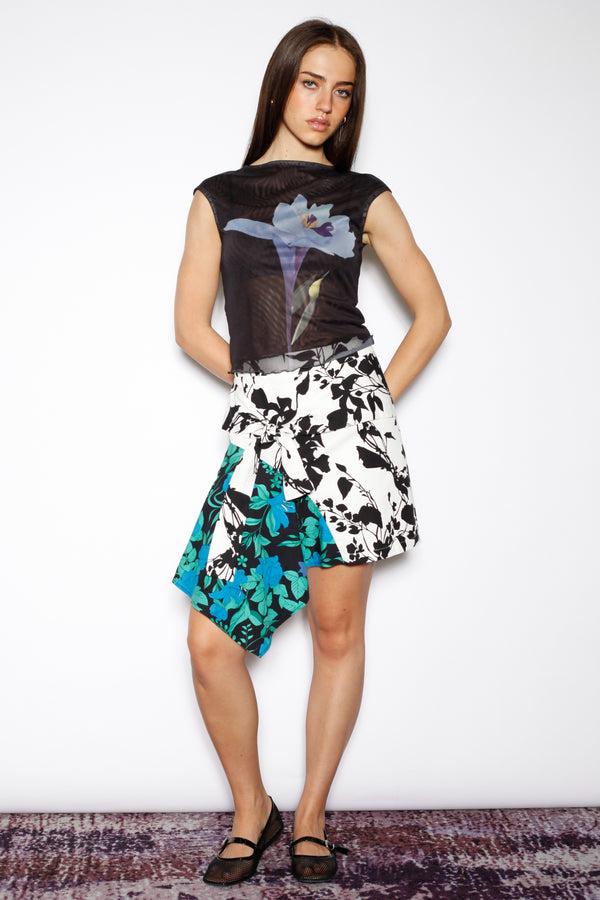 Snow Xue Gao Cotton Printed Asymmetrical Mini Skirt