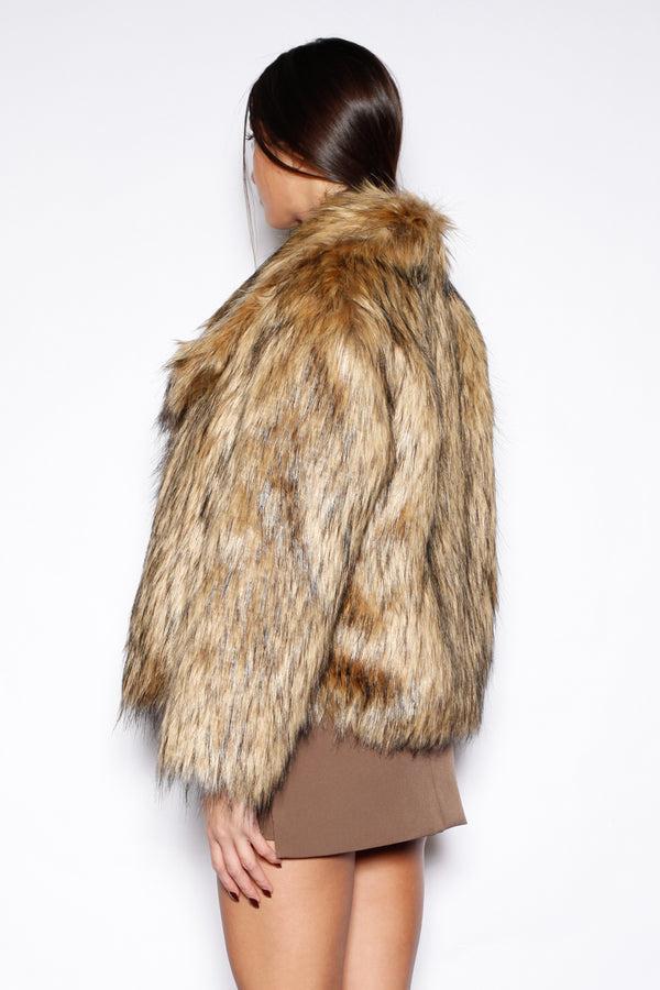 Snow Xue Gao Heavy Wool Faux Fur Black Brown Jacket