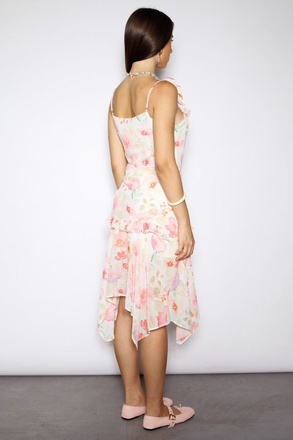 Snow Xue Gao Silk Printed Asymmetrical Ruching Dress