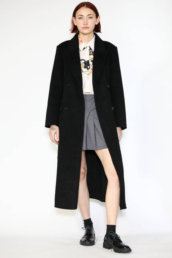Snow Xue Gao 100% Merino Wool Black Wrap Long Coat