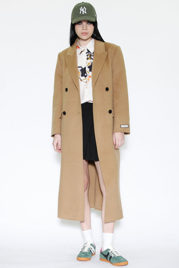 Snow Xue Gao 100% Merino Wool Camel Wrap Long Coat