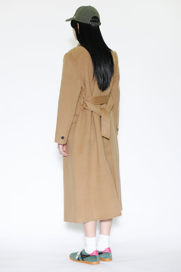 Snow Xue Gao 100% Merino Wool Camel Wrap Long Coat