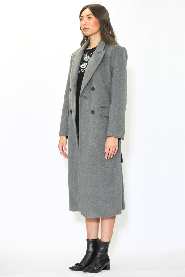 Snow Xue Gao 100% Merino Wool Grey Wrap Long Coat