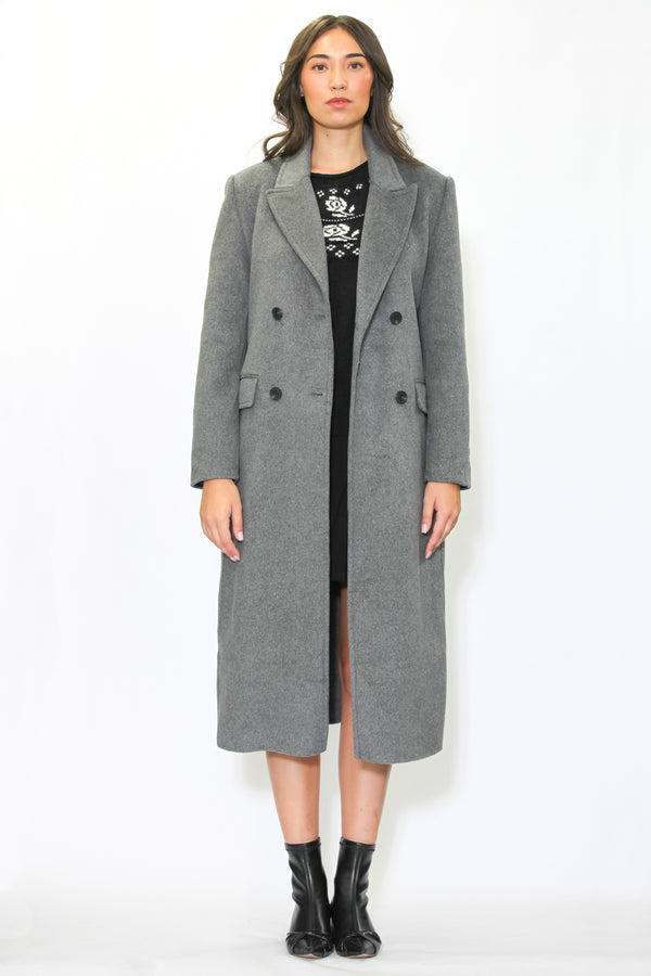 Snow Xue Gao 100% Merino Wool Grey Wrap Long Coat