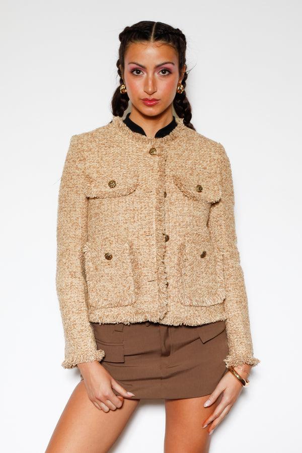 Snow Xue Gao Brown Wool Tweed Blazer