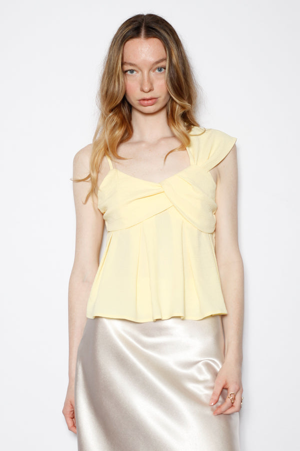Snow Xue Gao Cotton Butter Yellow Asymmetrical Top