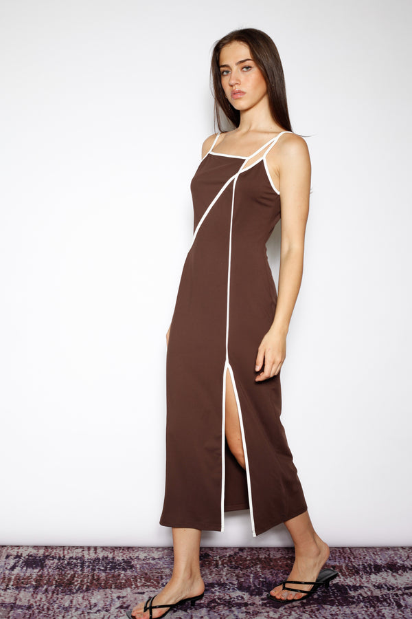 Snow Xue Gao Cotton Jersey Brown Dress