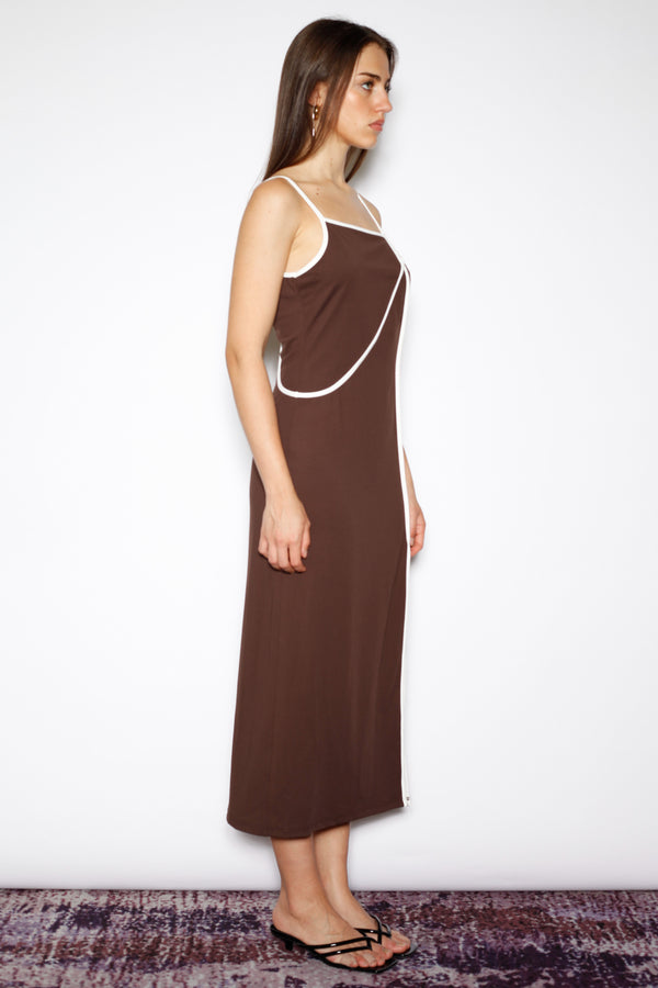 Snow Xue Gao Cotton Jersey Brown Dress