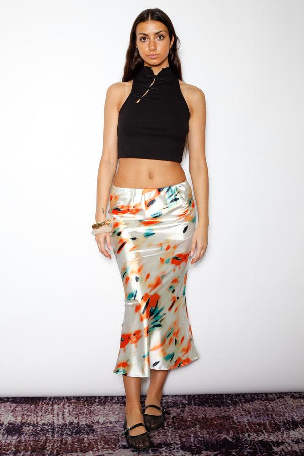 Snow Xue Gao Cotton Knit Black Qipao Knot Crop Top