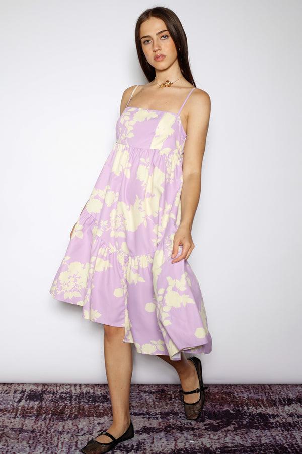 snow xue gao Cotton Lavender Floral Prints Dress