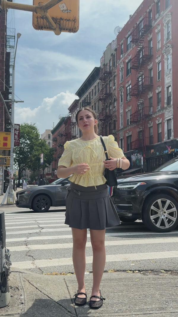 Snow Xue Gao Cotton Yellow Lace Ruching Top